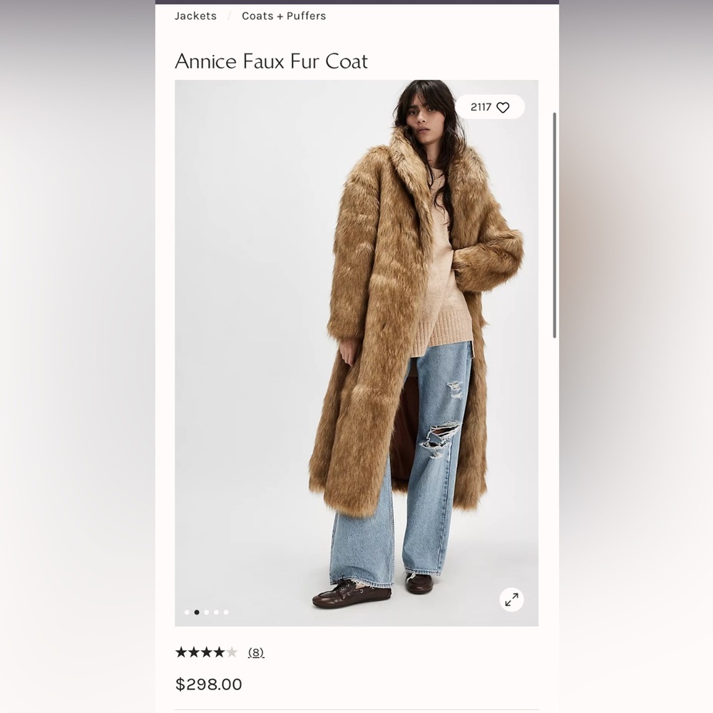 Annice faux fur coat from free people - BRAND NEW.